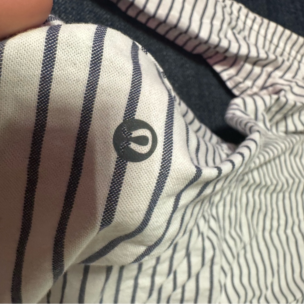 lululemon athletica White and Black Striped Casual Button Down Shirt
